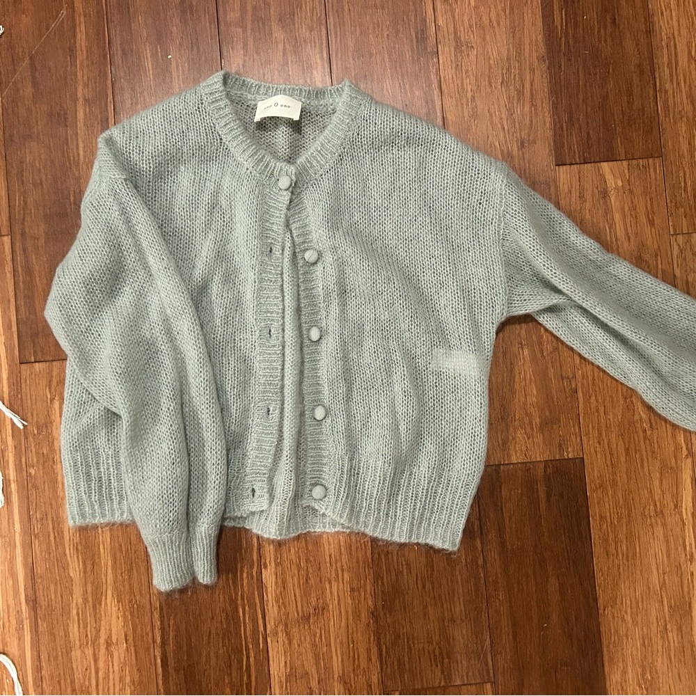 Chic Aqua Button-Up Cardigan by ese o ese